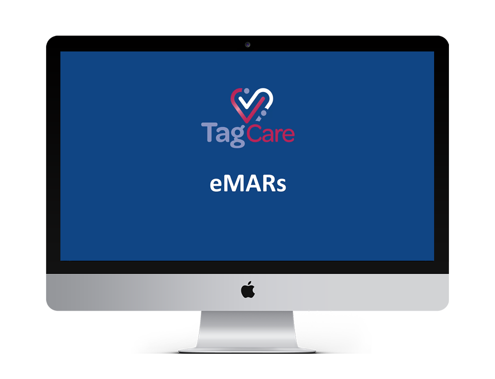 TagCare’s Home Care software displaying an interactive eMAR on a monitor screen.