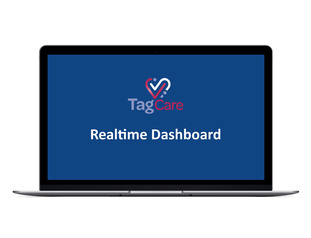 TagCare’s Home Care Real Time Dashboard displayed on a Laptop.